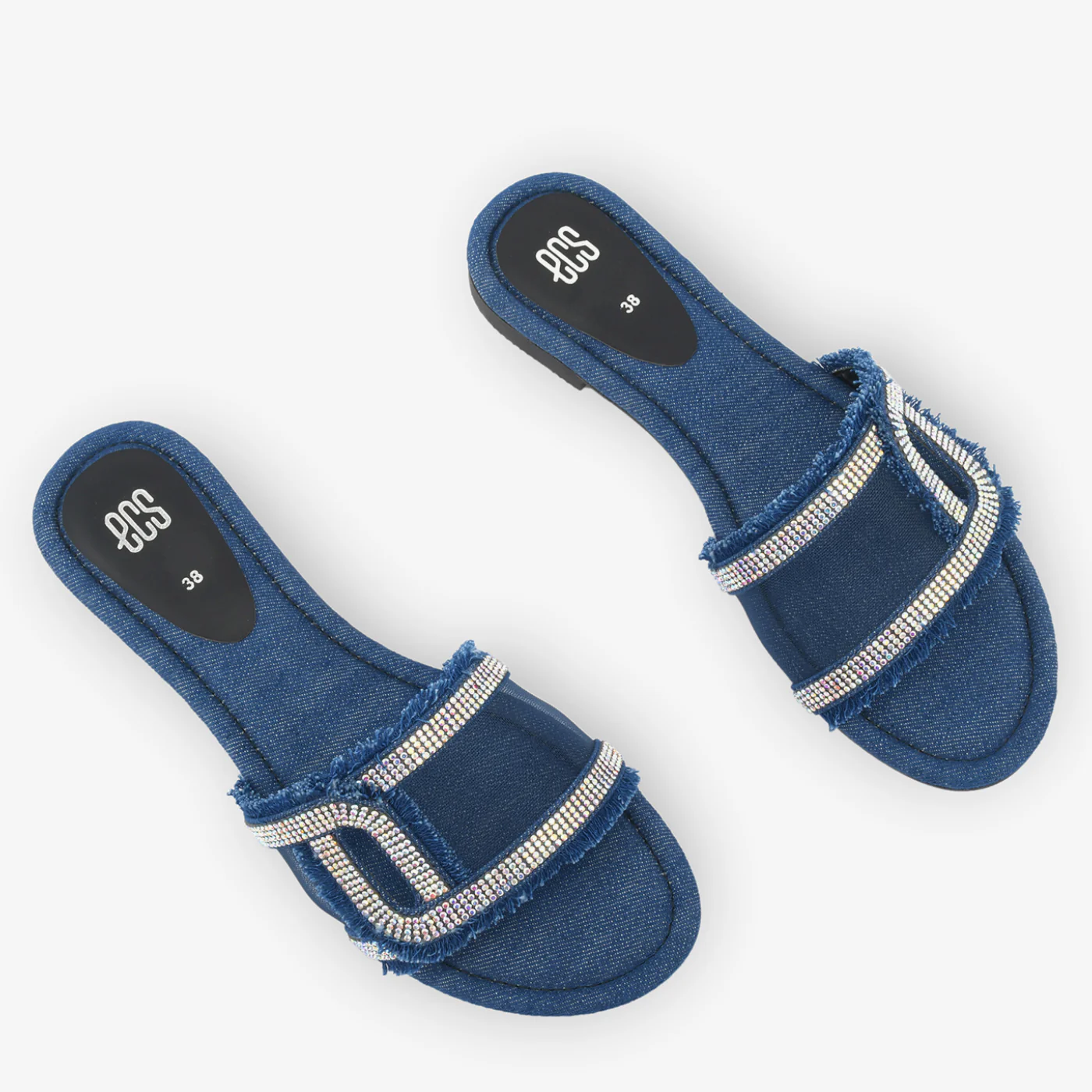 Denim Rhinestone Slipper - Image 2