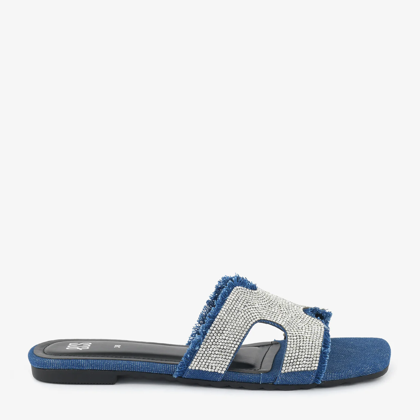 Denim Crystal Slides - Image 4