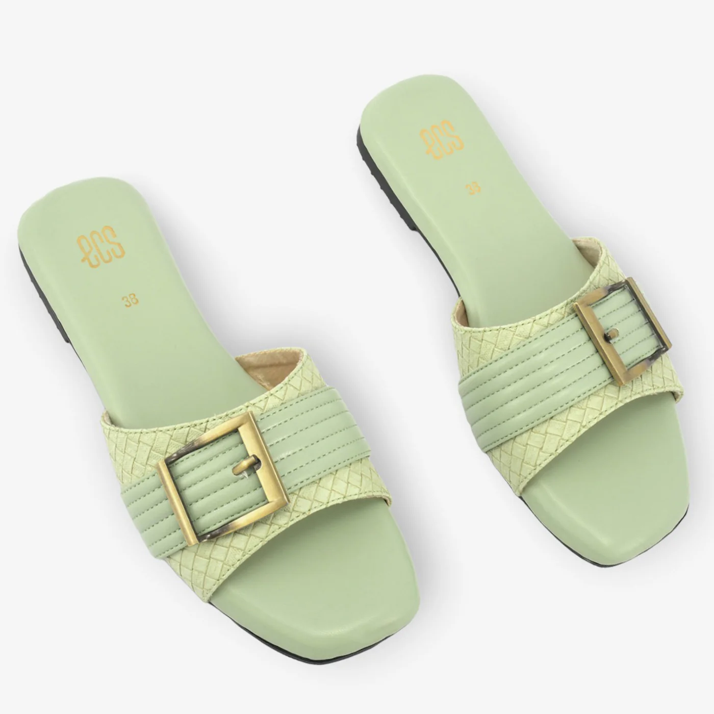Mint Woven Buckle Slides - Image 2
