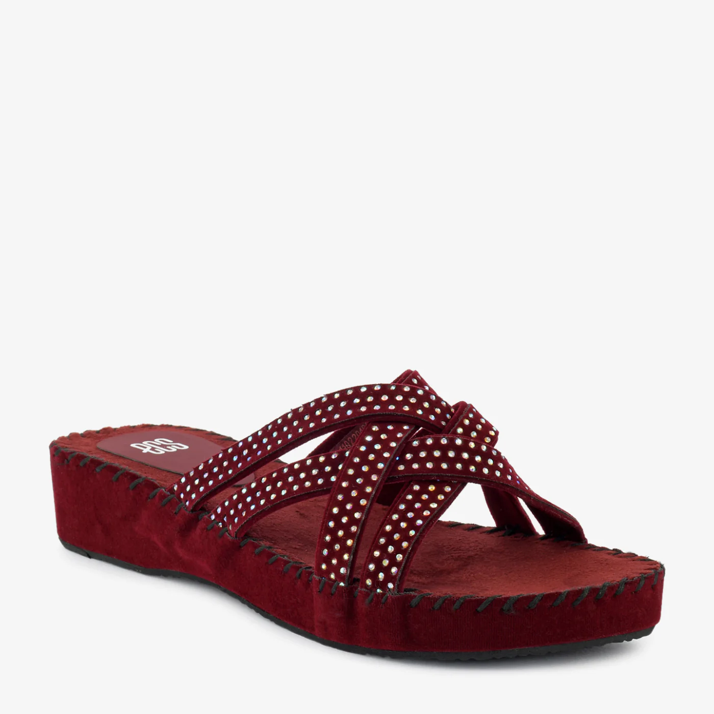 Crisscross Embellished Slippers