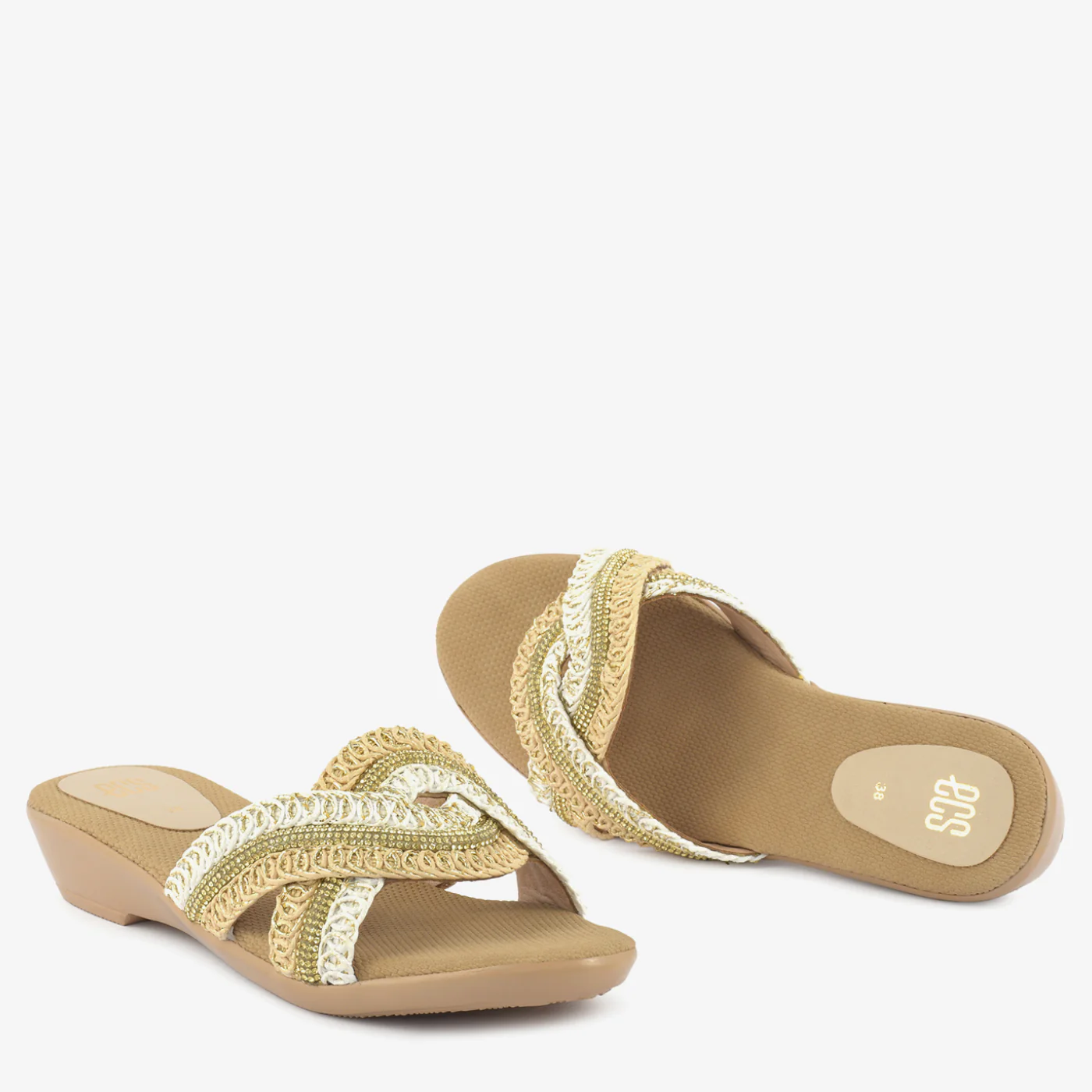 Golden Weave Wedge Slides - Image 2