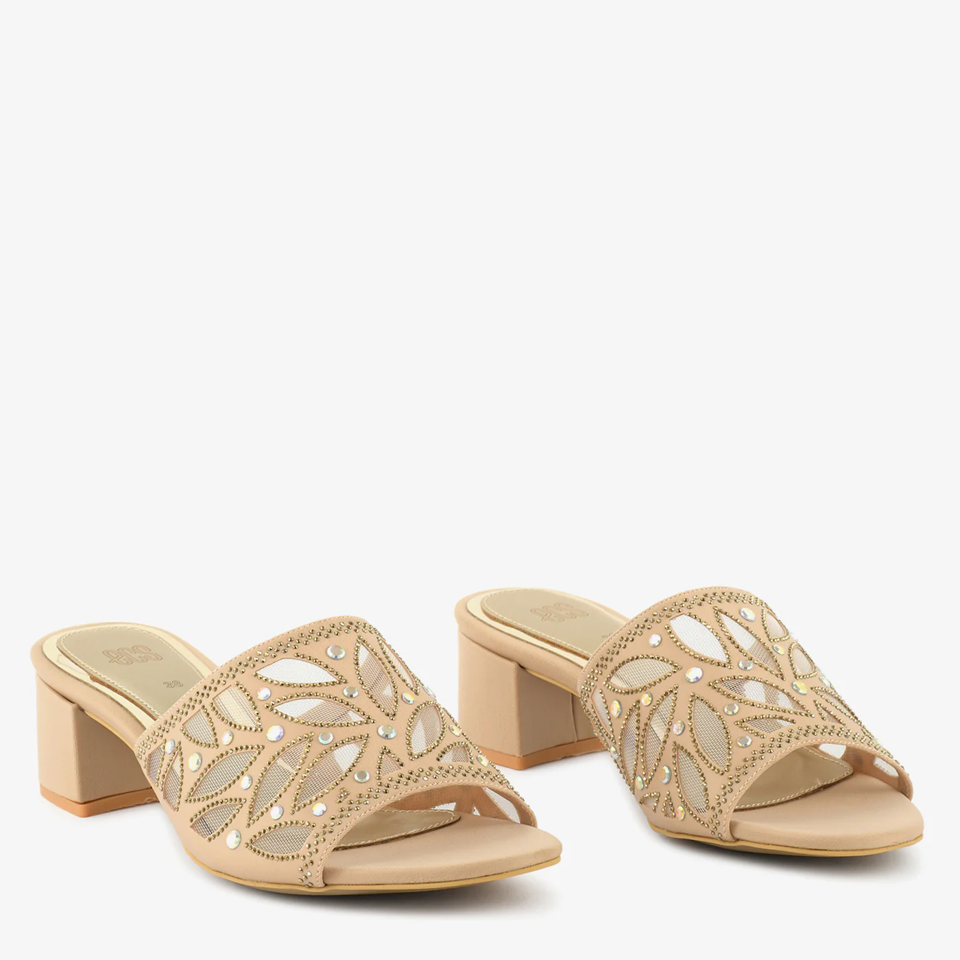 Embellished Mesh Block Heels - Image 12