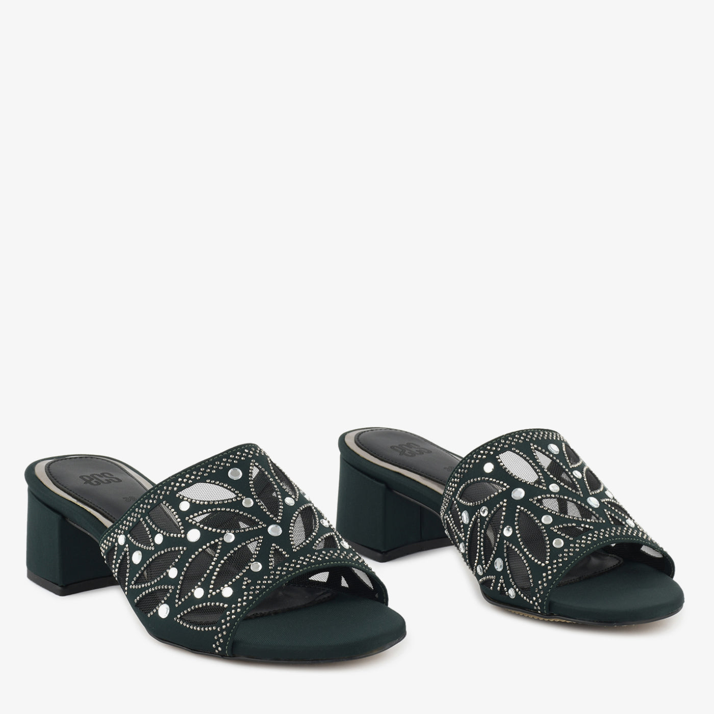 Embellished Mesh Block Heels - Image 7