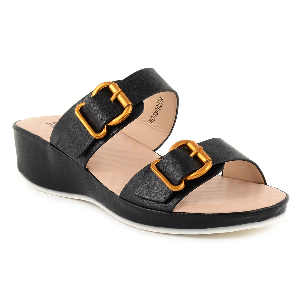 Metallic Buckle Slippers