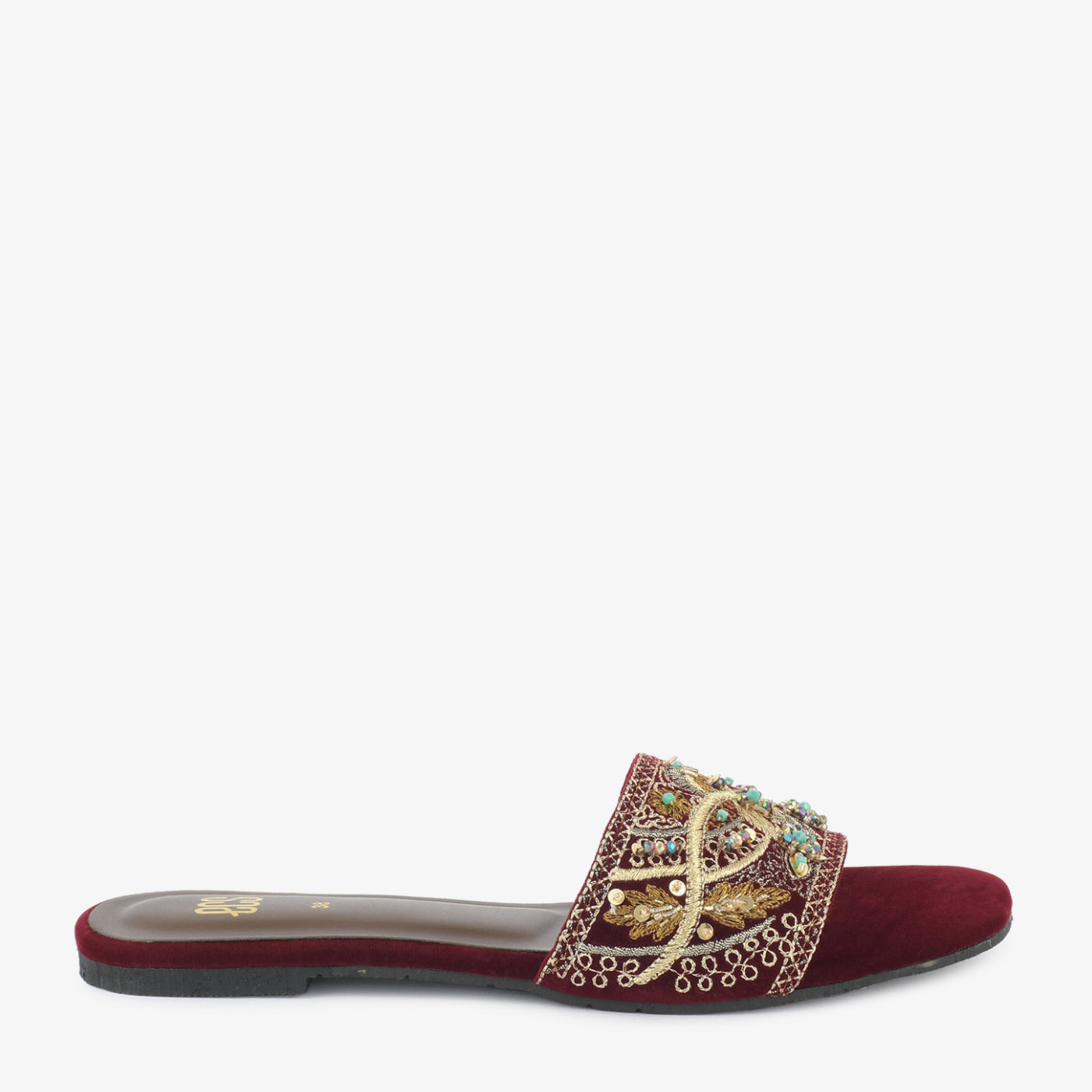 Embroidered Velvet Chappals - Image 3