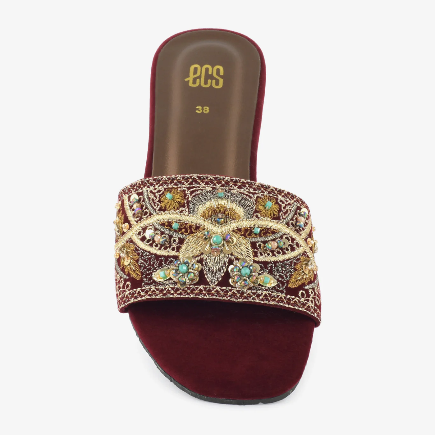 Embroidered Velvet Chappals - Image 5
