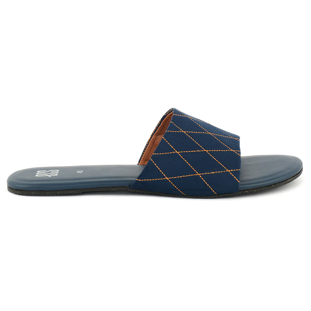 Quilted Navy Slides - Image 2