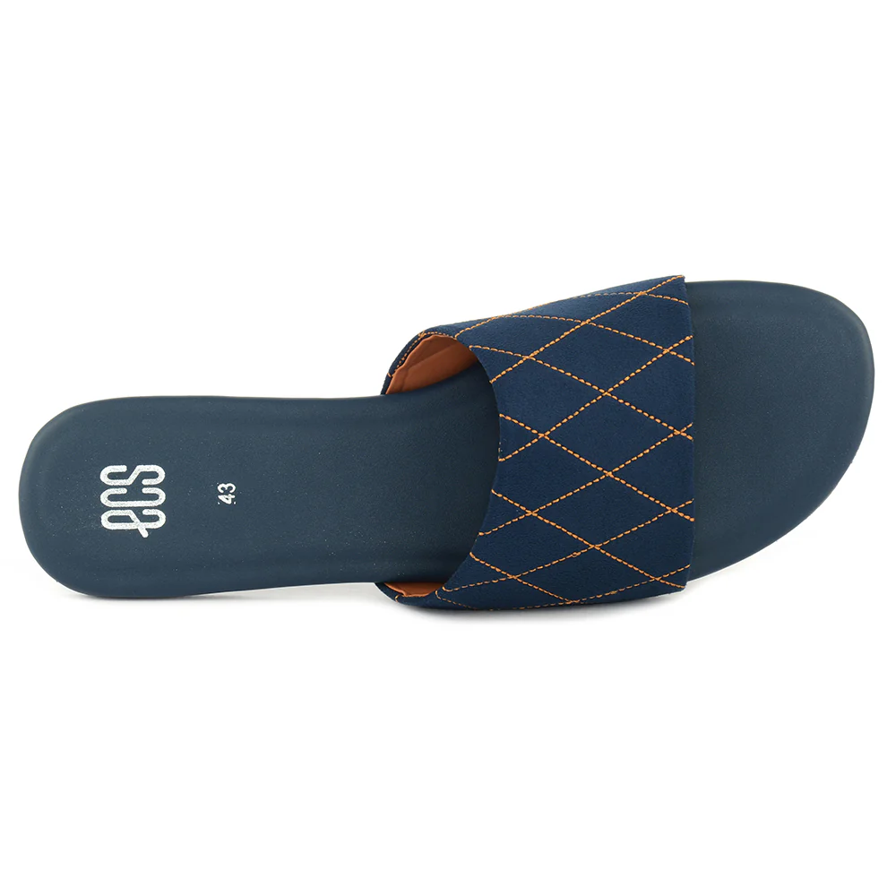 Quilted Navy Slides - Image 3