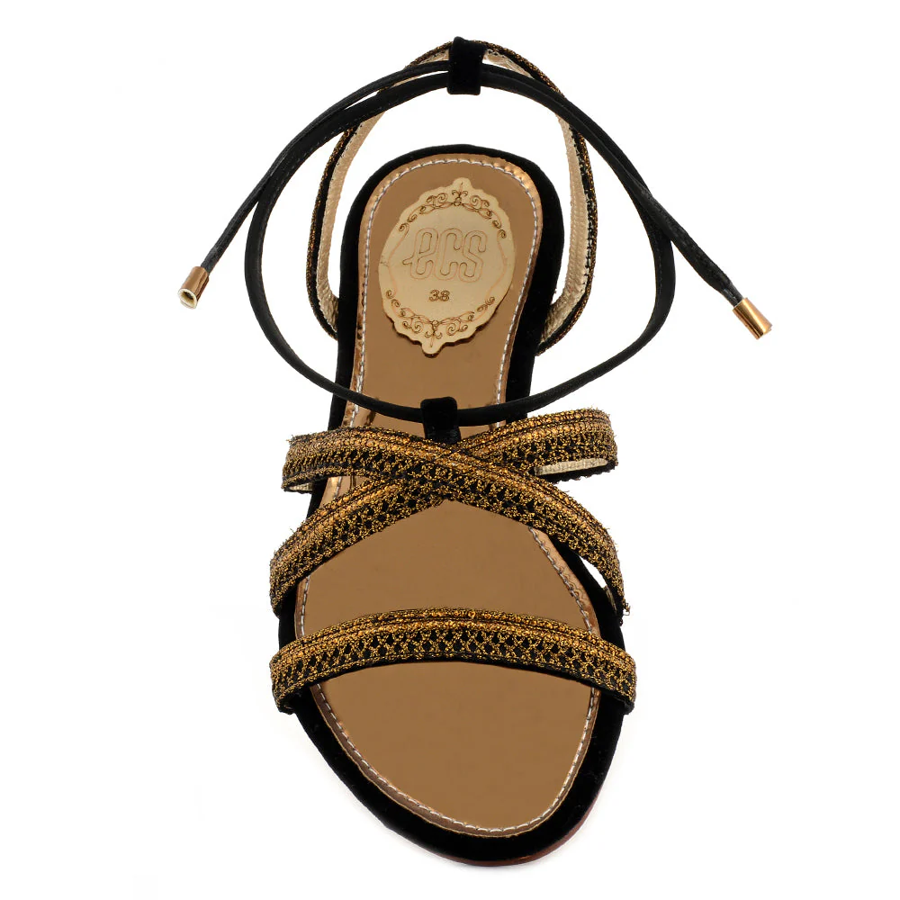 Embroidered Lace Sandals - Image 4