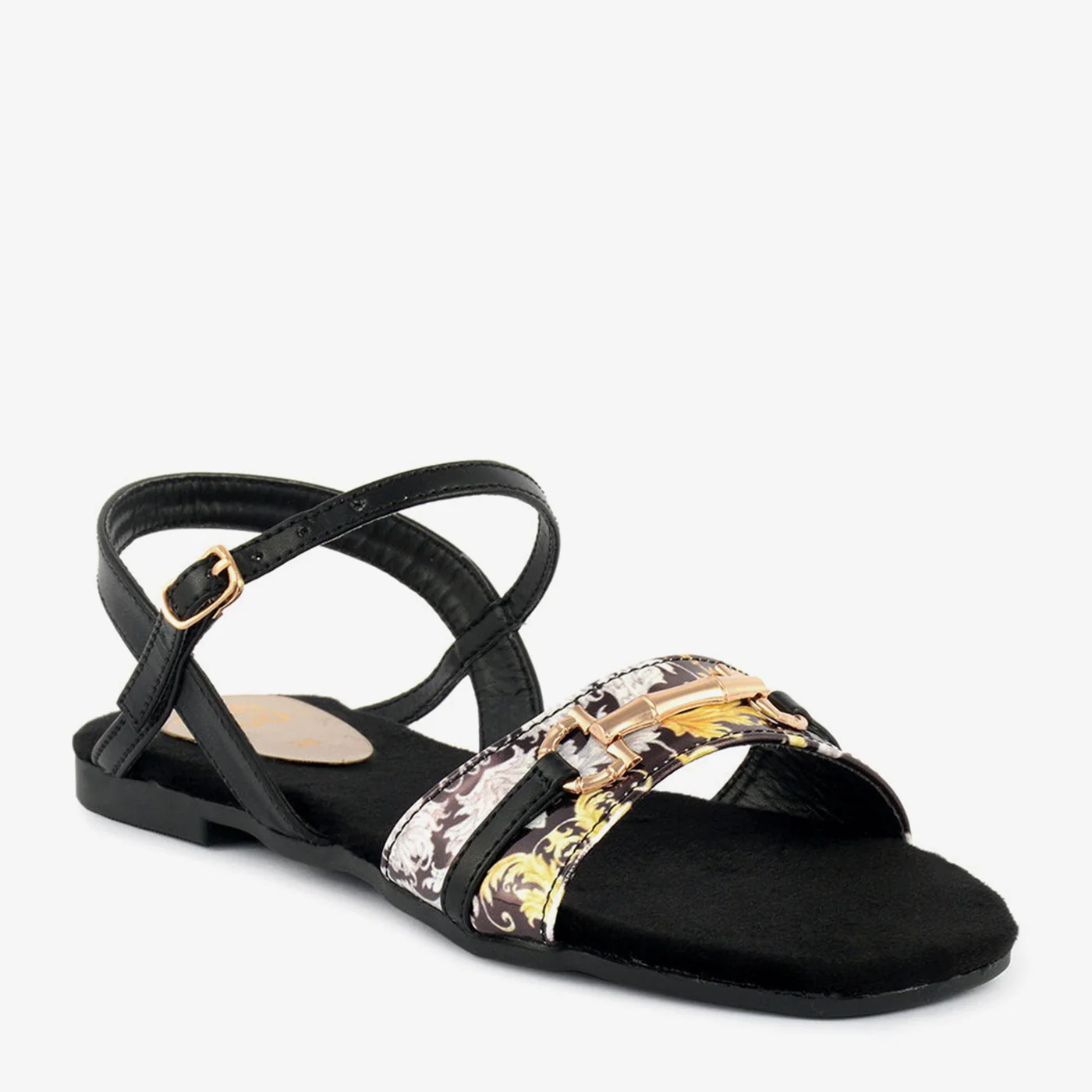 Glossy Buckle Sandals