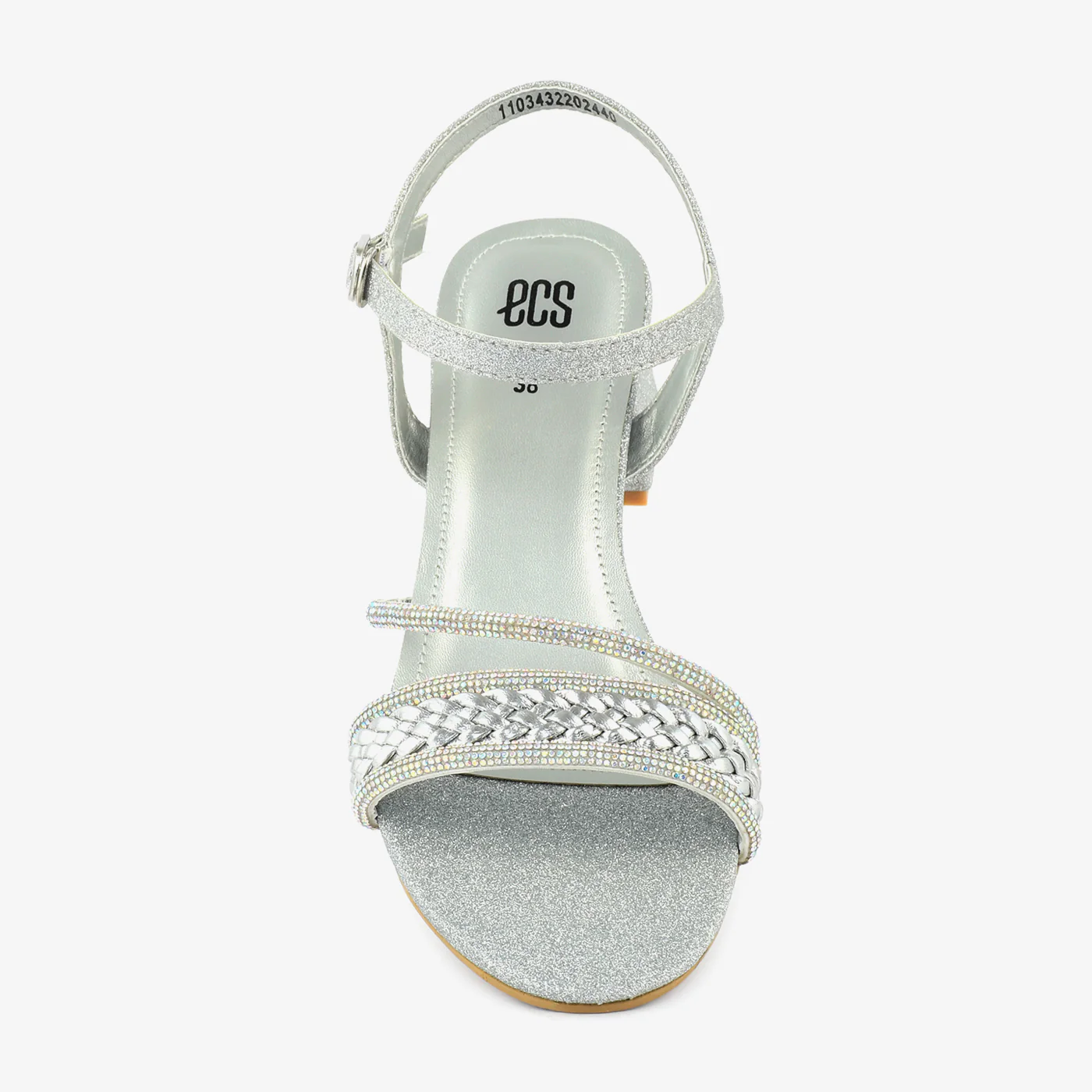 Silver Shimmer Block Heel Sandals - Image 4