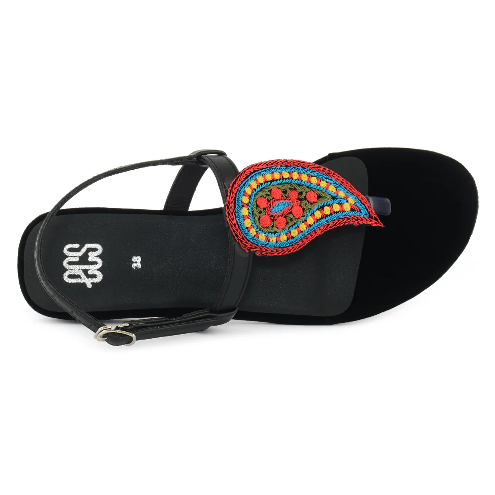 Embroidered Round-Toe Sandals - Image 3