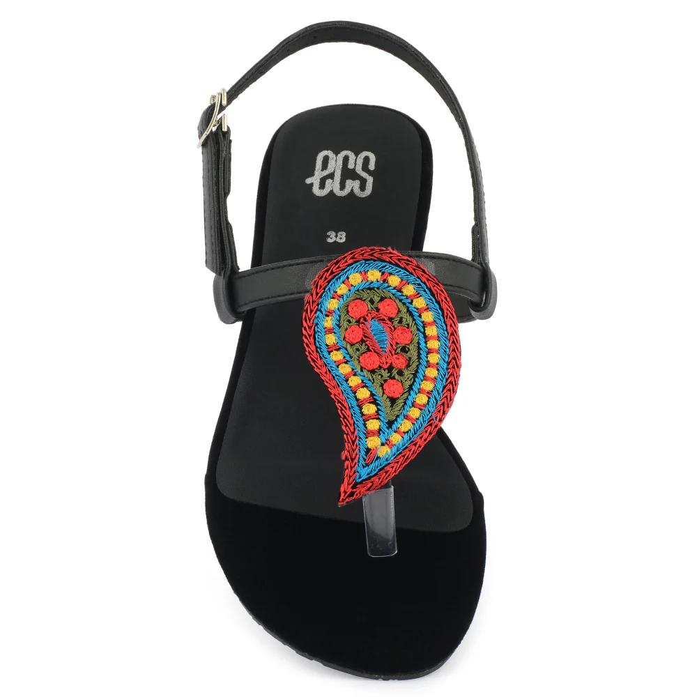 Embroidered Round-Toe Sandals - Image 4