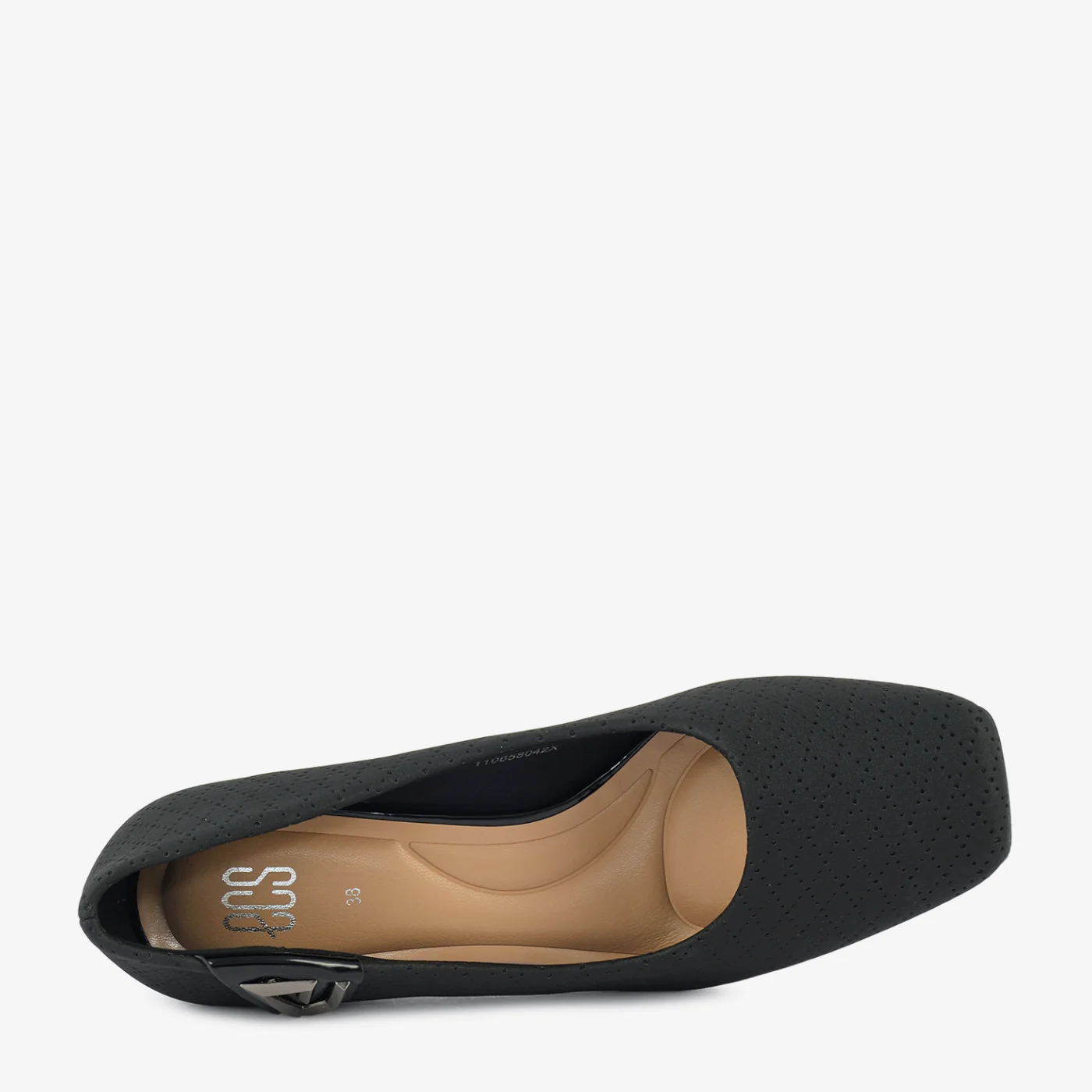 Taupe Perforated Block Heel Pumps - Image 7