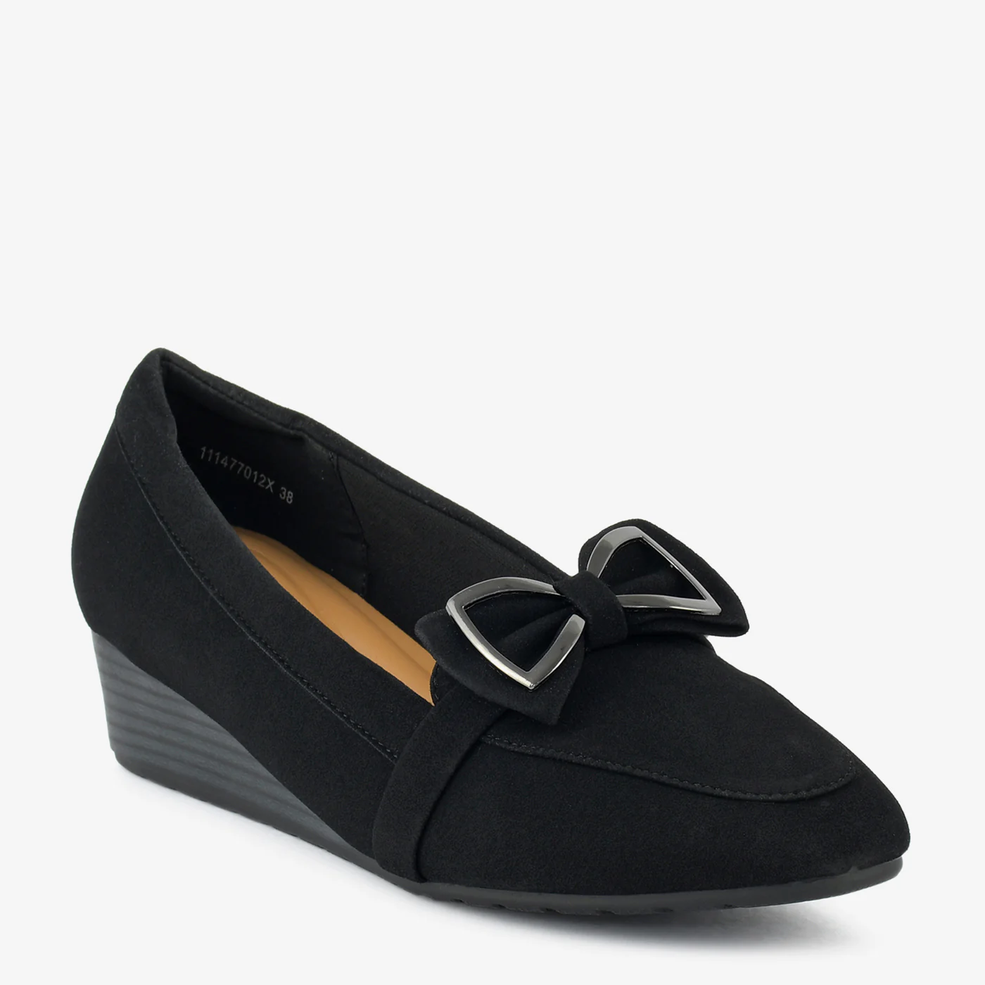 Onyx Bow Wedge Loafers