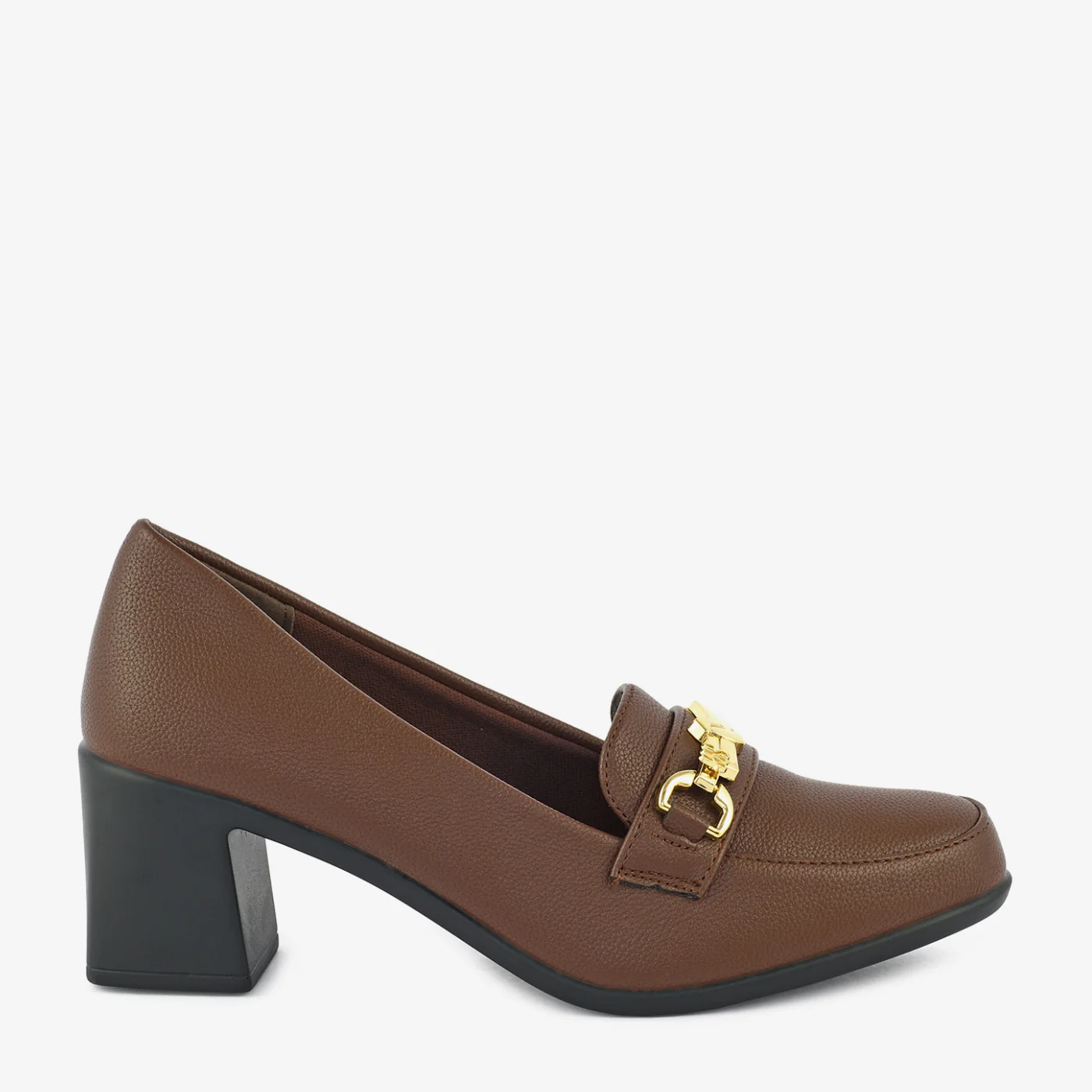 Cognac Chain Block Heel Loafers - Image 2