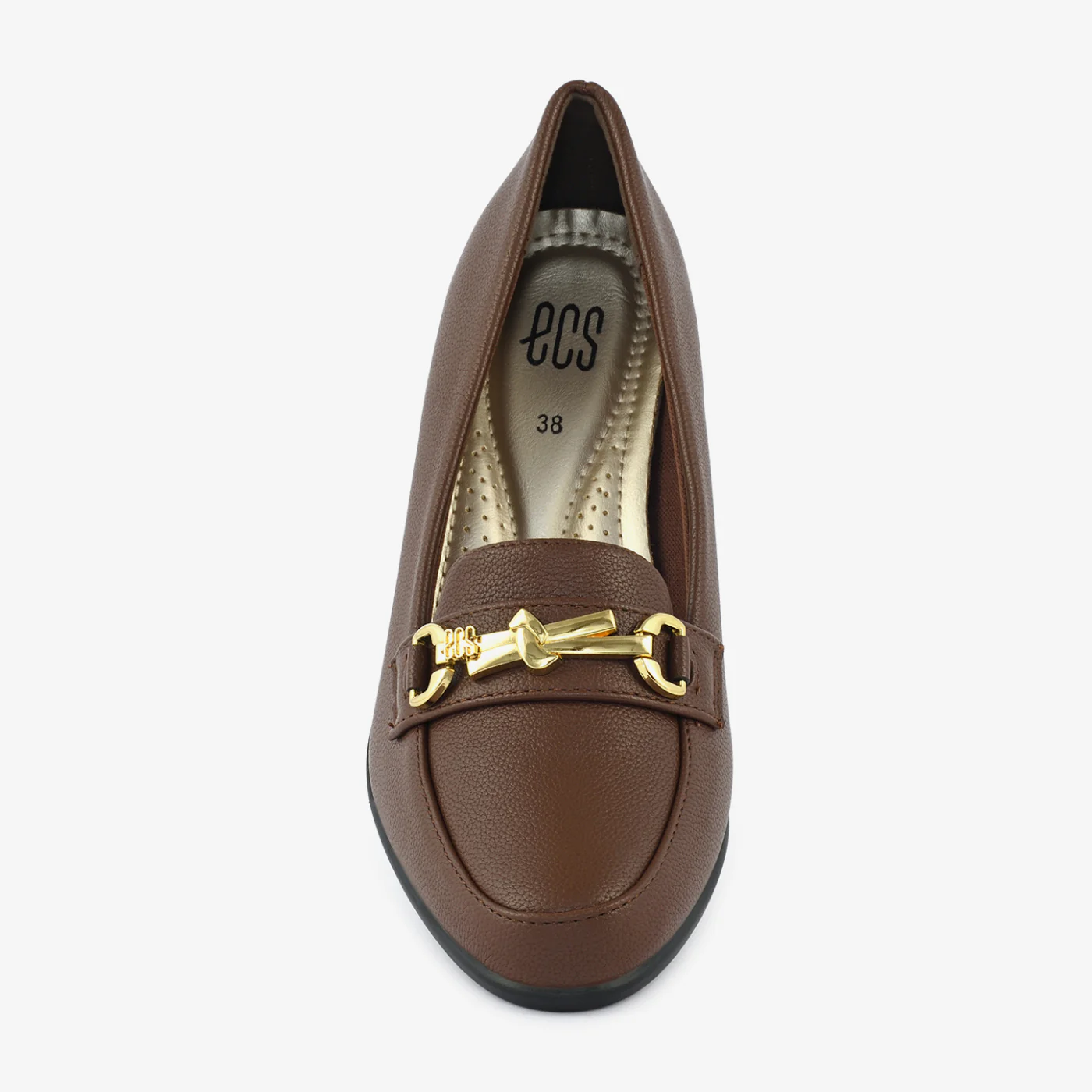Cognac Chain Block Heel Loafers - Image 4
