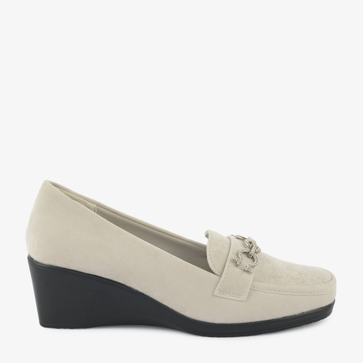 Oatmeal Chain Wedge Loafers - Image 2