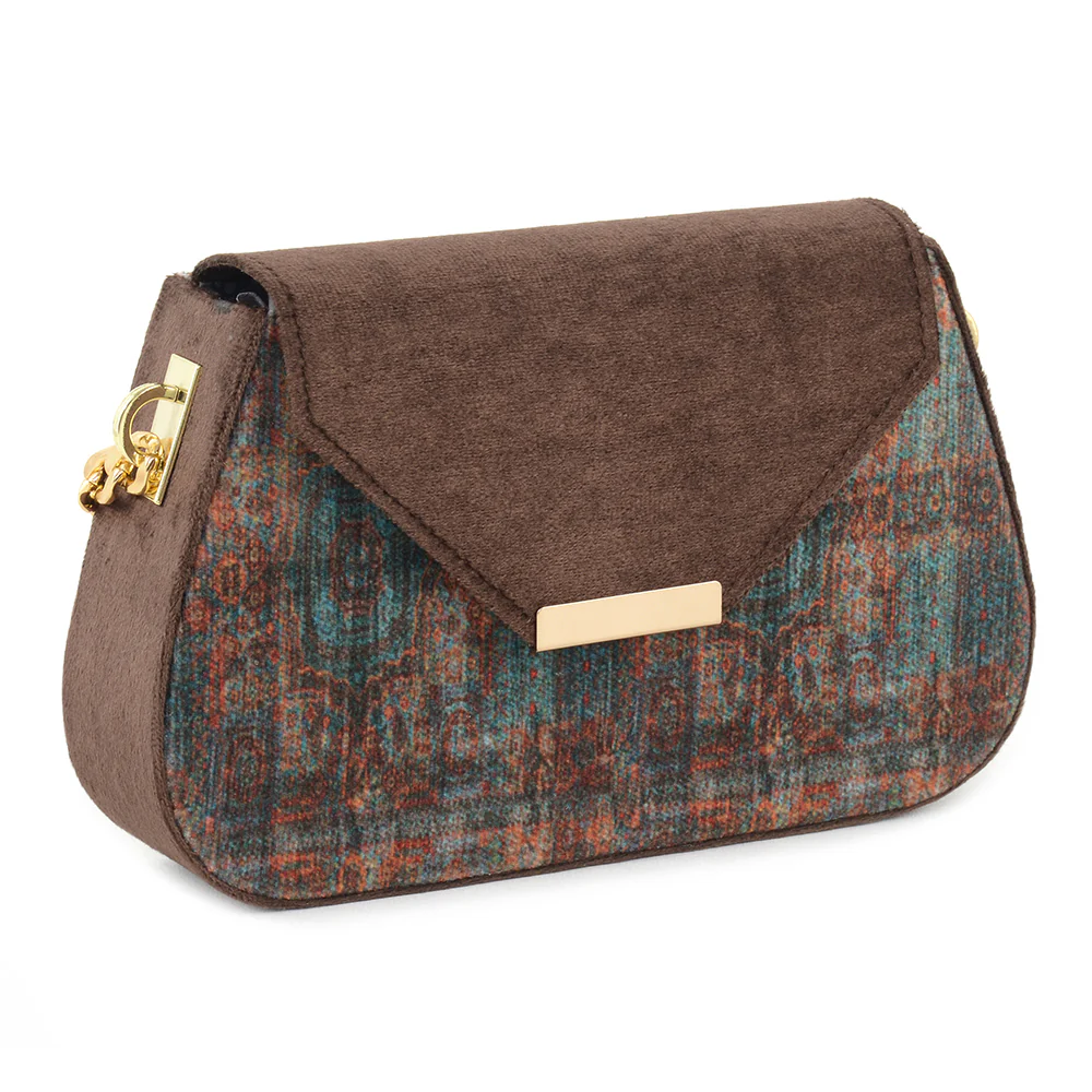 Velvet Print Chain Clutch - Image 3