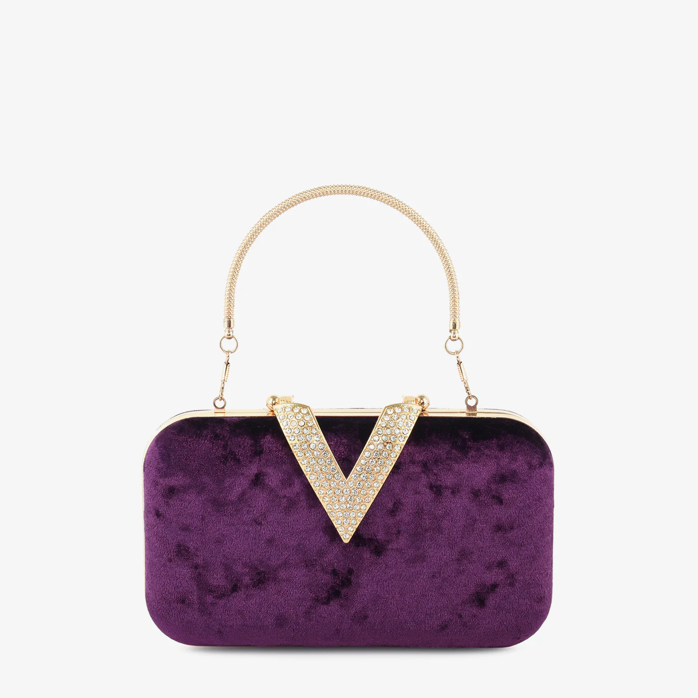 Velour V Glam Clutch