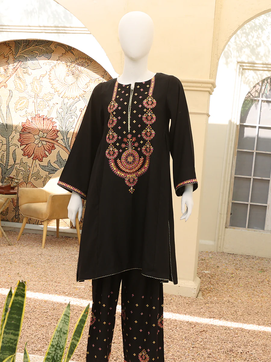 Black Khaddar 2 Piece Suit